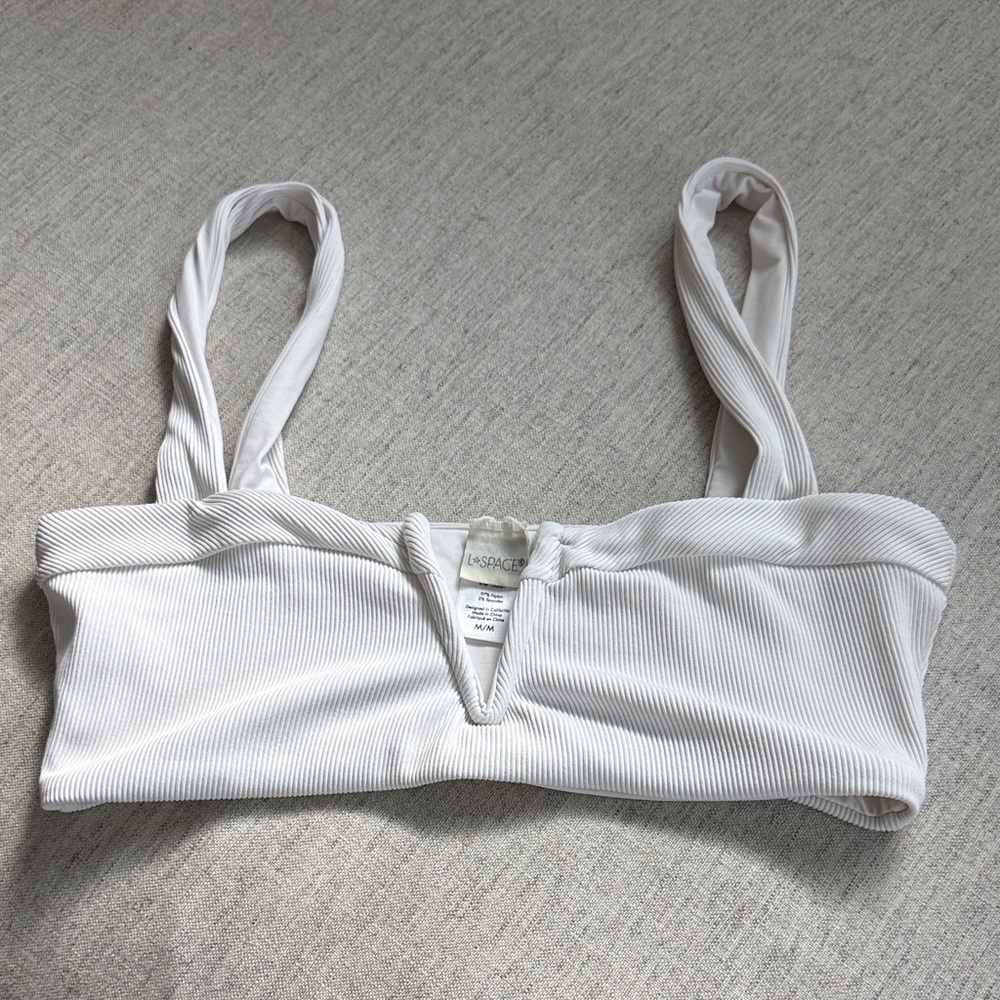 L*Space White Ribbed Bandeau